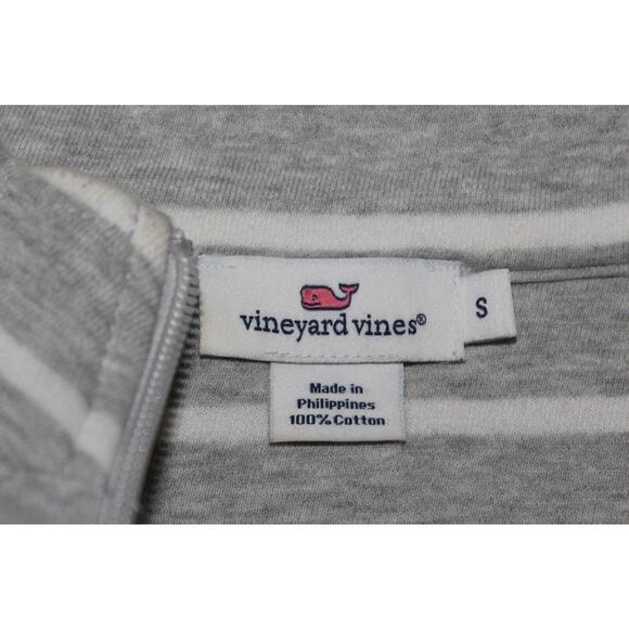 Vineyard Vines Sweater Small Stripped 1/4 Zip Pullover Fleece Gray Yellow - Picture 2 of 8